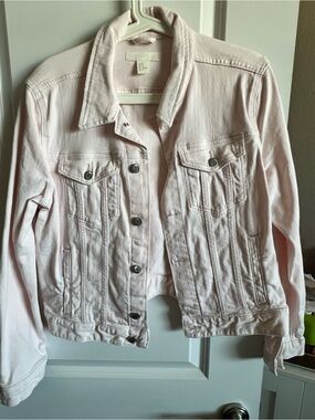 H&M Pale Pink Denim Jacket with Button-Front